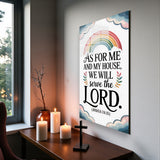 Christian Glass Wall Art - [As for me and my house, we will serve the Lord. (Joshua 24 15)] Bible Scripture Decor)