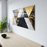 Geometric Ascent Panoramic Tempered Glass Wall Art - Horizontal Rectangular Wall Decor