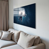 Astronaut Panoramic Tempered Glass Wall Art - Horizontal Rectangular Wall Decor