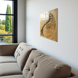 Spiral Square Tempered Glass Wall Art - Abstract Design - Large Glass Decor for Living Room & Office