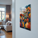 Autumn Canopy Vertical Glass Wall Art - Tempered Glass Rectangular Wall Decor