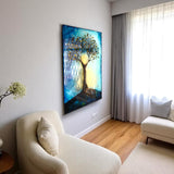 Tree Of Life Nocturne Vertical Glass Wall Art - Tempered Glass Rectangular Wall Decor