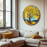 Tranquil Tree Of Life, Tempered Glass Round Wall Art - Tempered Glass Circle Wall Decor