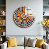 Sunshine Round Glass Wall Art - Tempered Glass Circle Wall Decor