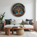 Tree Of Life, Tempered Glass Wall Art,Abstract Wall Painting, Home Decor, Housewarming Gift, Wall Hangings, Round Wall Art, Wall Decor, Stained Glass Art (Resilience)