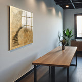 Spiral Square Tempered Glass Wall Art - Abstract Design - Large Glass Decor for Living Room & Office