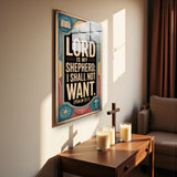 Christian Glass Wall Art - [The Lord is my shepherd; I shall not want. (Psalm 23 1)] Bible Scripture Decor