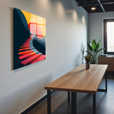 Ascend Square Tempered Glass Wall Art - Abstract Design - Large Glass Decor for Living Room & Office