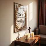 Christian Glass Wall Art - [With God, all things are possible. (Matthew 19 26)] Bible Scripture Decor