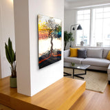 Tree Of Life Calvora Vertical Glass Wall Art - Tempered Glass Rectangular Wall Decor