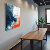 Tide Square Tempered Glass Wall Art - Abstract Design - Large Glass Decor for Living Room & Office