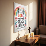 Christian Glass Wall Art - [Delight yourself in the Lord, and He will give you the desires of your heart. (Psalm 37 4)] Bible Scripture Decor