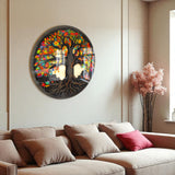 Evergreen Tree Of Life, Tempered Glass Round Wall Art - Tempered Glass Circle Wall Decor
