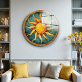 Helios Round Glass Wall Art - Tempered Glass Circle Wall Decor