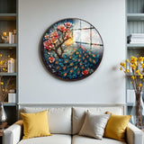 Blossom Round Glass Wall Art - Tempered Glass Circle Wall Decor