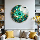 Emerald Round Glass Wall Art - Tempered Glass Circle Wall Decor