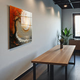 Ember Square Tempered Glass Wall Art - Abstract Design - Large Glass Decor for Living Room & Office
