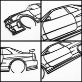Nissan Skyline GT-R R34 1999 Black Metal Car Wall Art