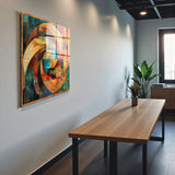 Fusion Square Tempered Glass Wall Art - Abstract Design - Large Glass Decor for Living Room & Office