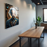 Genius Square Tempered Glass Wall Art - Abstract Design - Large Glass Decor for Living Room & Office