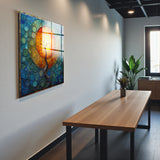 Rebirth Square Tempered Glass Wall Art - Abstract Design - Large Glass Decor for Living Room & Office