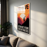 Motto Strive For Greatness Vertical Glass Wall Art - Tempered Glass Rectangular Wall Decor