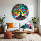 Vitality Tree Of Life, Tempered Glass Round Wall Art - Tempered Glass Circle Wall Decor
