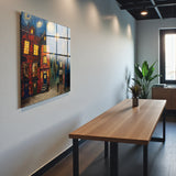 Streetscape Square Tempered Glass Wall Art - Abstract Design - Large Glass Decor for Living Room & Office