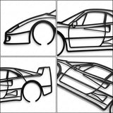 Ferrari F40 1987 Black Metal Car Wall Art