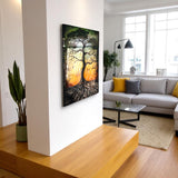 Tree Of Life Kaela Vertical Glass Wall Art - Tempered Glass Rectangular Wall Decor
