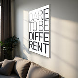 Motto Dare To Be Different Vertical Glass Wall Art - Tempered Glass Rectangular Wall Decor