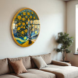 Prosper Tree Of Life, Tempered Glass Round Wall Art - Tempered Glass Circle Wall Decor