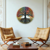 Harmony Tree Of Life, Tempered Glass Round Wall Art - Tempered Glass Circle Wall Decor