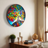 Vitality Tree Of Life, Tempered Glass Round Wall Art - Tempered Glass Circle Wall Decor
