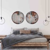 2 Piece Round World Map Wood Wall Art - 10mm Thick Split Globe Design - Western & Eastern Hemispheres