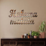 Hakuna Matata Wood Wall Sign - "No Worries" Quote - 10mm Thick Rustic Wood Look - Damage-Free 3M Hanging Decor