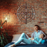 Rusty Compass Vibrant Metal Wall Art – Laser Cut, UV Printed & Powder Coated Colorful Decor