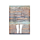 Abstract Woman Silhouette Wood Wall Art - Striped Optical Illusion Design - 10mm Thick Rustic Colorful Wood Look - Modern 3M Hanging Decor