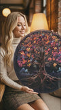 Majestic Tree Of Life, Tempered Glass Round Wall Art - Tempered Glass Circle Wall Decor