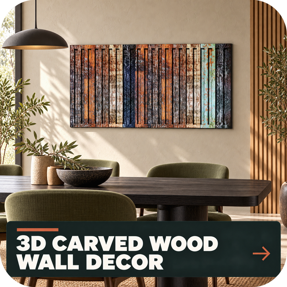 3D Carved Wood Wall Decor