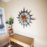 Compass Rose Vibrant 3D Metal Wall Art – Laser Cut, UV Printed & Powder Coated Colorful Decor