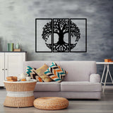 3 Piece Life Tree Black Metal Decor