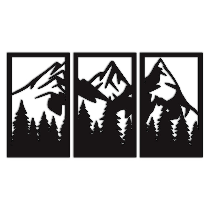 3 Piece Mountains Black Metal Decor