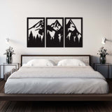 3 Piece Mountains Black Metal Decor