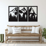 3 Piece Mountains Black Metal Decor