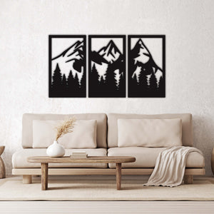 3 Piece Mountains Black Metal Decor