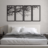 4 Piece Tree Life Black Metal Decor