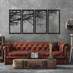 4 Piece Tree Life Black Metal Decor