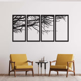 4 Piece Tree Life Black Metal Decor