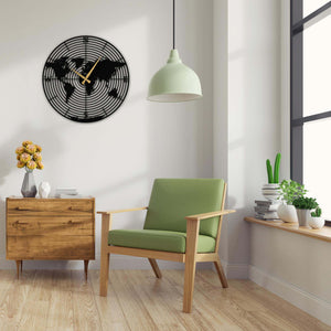 World Map Line Wall Clock